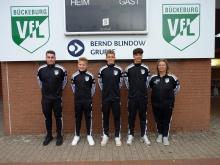 V.l.n.r.:Fabio Errico (Schiedsrichterobmann VFL), Mikkel Blaume, Lucas Dörmann, Carl Struckmann, Denise Hüper. (Es fehlten: Samir Omar, Samuel Porchello)