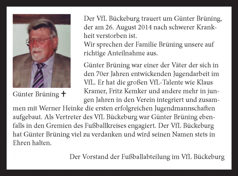 VfL trauert um Günter Brüning